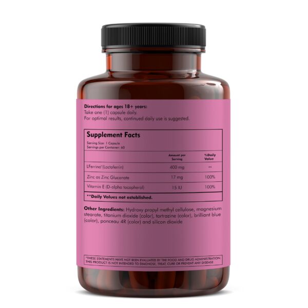 Frasco MEIBOTAN lactoferrina zinc vitamina e salud intestinal gris