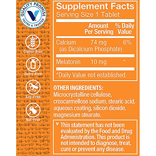 Frasco cerrado de melatonina The Vitamin Shoppe 10mg con 60 tabletas