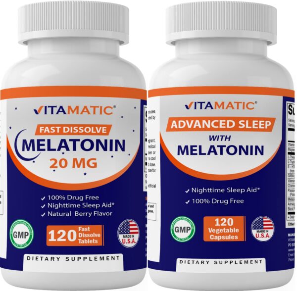 Frasco melatonina vitamatic combo 20 mg suplemento sueño