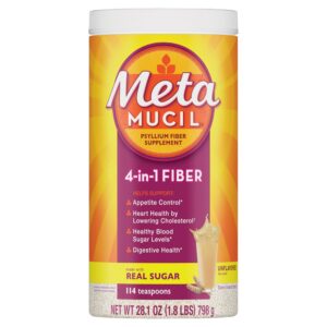 Frasco Metamucil fibra de psyllium con sabor naranja 114 porciones