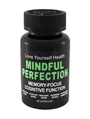 Frasco de Mindful Perfection mostrando cápsulas