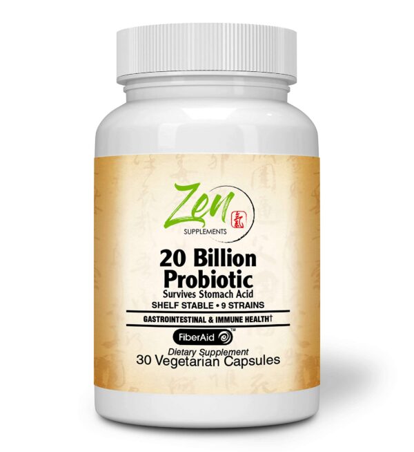 Version 1.0.0 Frasco de Multi-Probiótico Zen Supplements 20 mil millones UFC 30 cápsulas