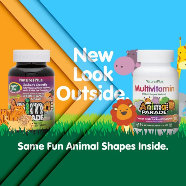 Version 1.0.0 Frasco del multivitamínico masticable para niños Animal Parade sabores surtidos