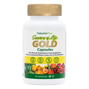 Frasco multivitamínico Natures Plus Source of Life Gold 90 cápsulas vegetarianas