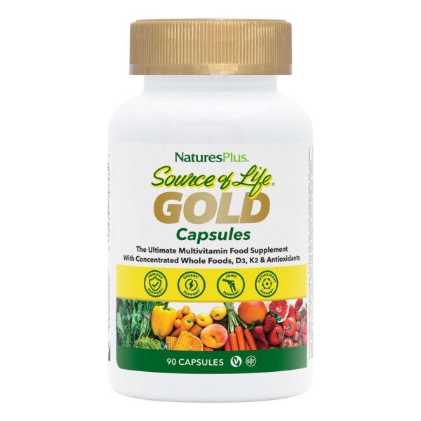 Frasco multivitamínico Natures Plus Source of Life Gold 90 cápsulas vegetarianas