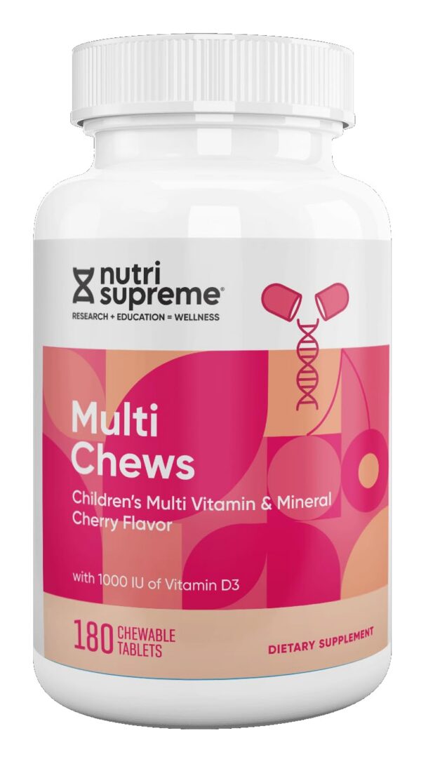 Frasco multivitamínico para niños sabor cereza NUTRI-SUPREME 180 masticables