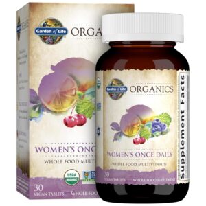 Frasco multivitamínico orgánico Garden of Life para mujeres 30 tabletas