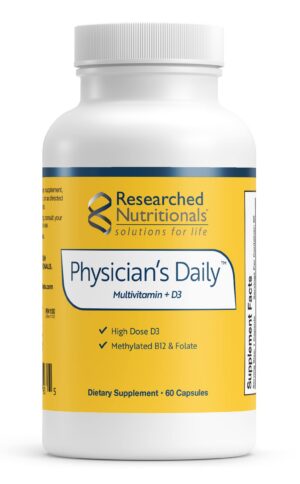 Frasco multivitamínico Physician's Daily con vitamina D3 y B12 60 cápsulas