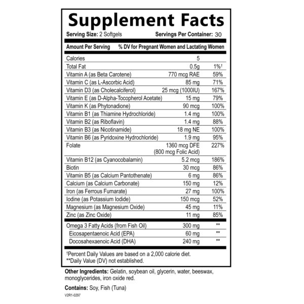 Frasco multivitamínico prenatal Built by Nature 60 cápsulas