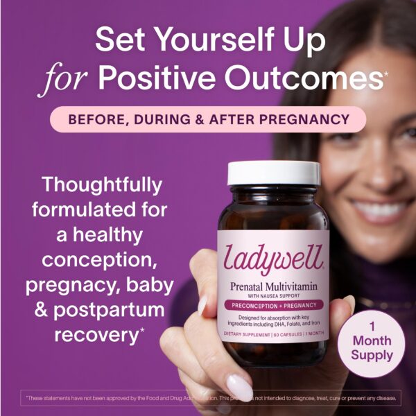 Frasco multivitamínico prenatal Ladywell para embarazo saludable