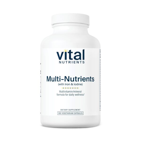 Frasco multivitamínico Vital Nutrients 180 cápsulas