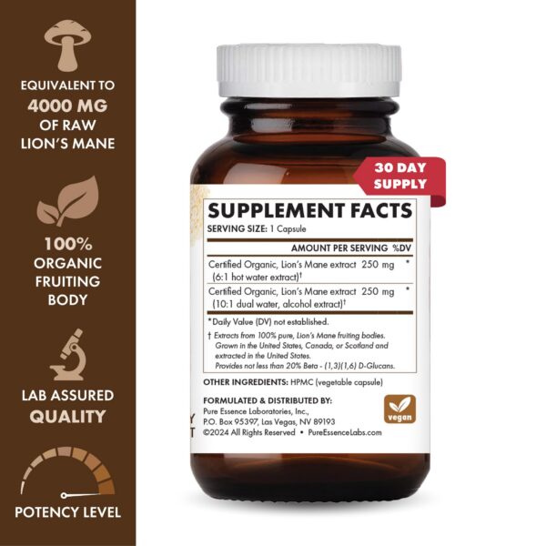 Frasco MyPure Lion's Mane 8X capsulas para enfoque mental