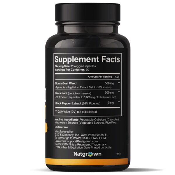Frasco Natgrown suplemento hierba cabra y raíz maca