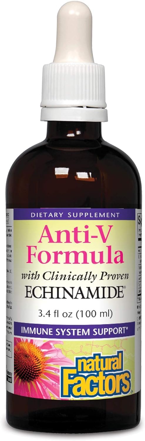 Frasco Natural Factors Anti-V suplemento líquido de echinacea