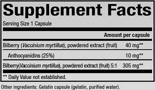 Frasco Natural Factors extracto de arándano para visión 60 cápsulas