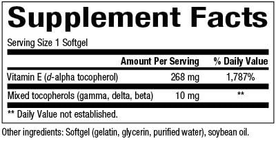 Frasco Natural Factors Vitamina E Mixta 180 cápsulas blandas