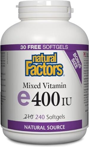 Frasco Natural Factors Vitamina E mixta 400 IU