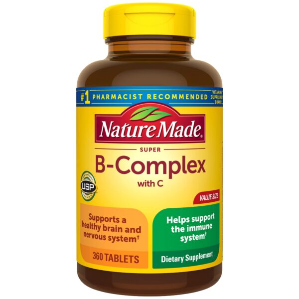 Frasco Nature Made Super B Complex con vitamina C y ácido fólico