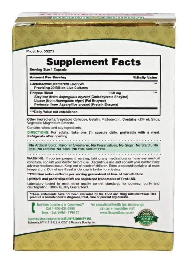 Version 1.0.0 Frasco Nature's Bounty Probiotic GX para malestar abdominal