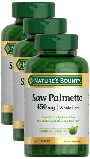 Frasco Nature's Bounty Saw Palmetto suplemento salud próstata