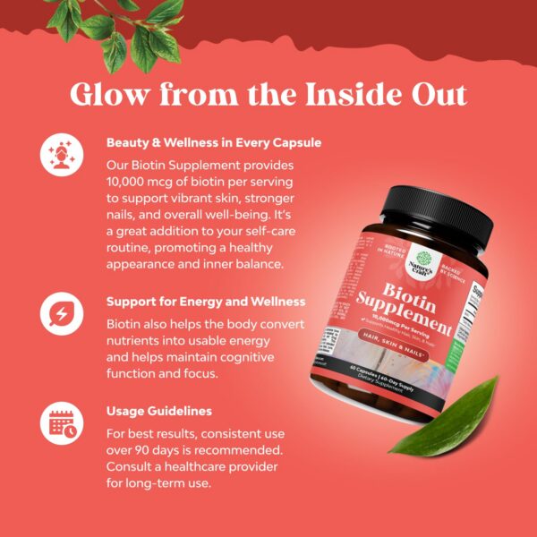 Frasco Natures Craft biotina para crecimiento saludable de cabello