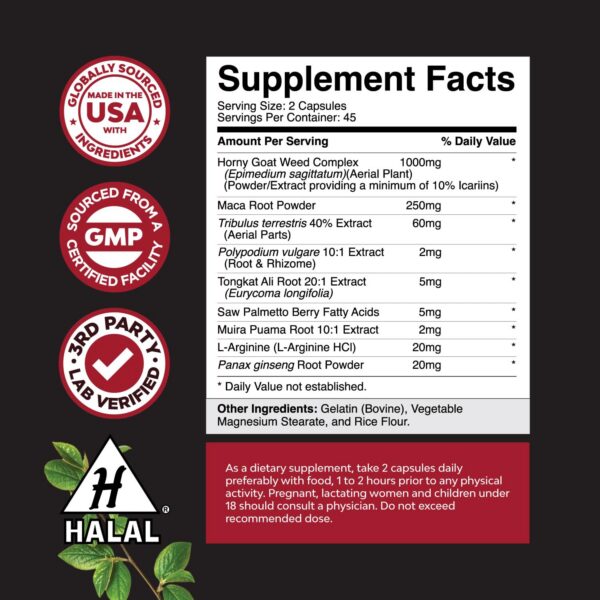 Version 1.0.0 Frasco Natures Craft Horny Goat Weed para rendimiento y energía