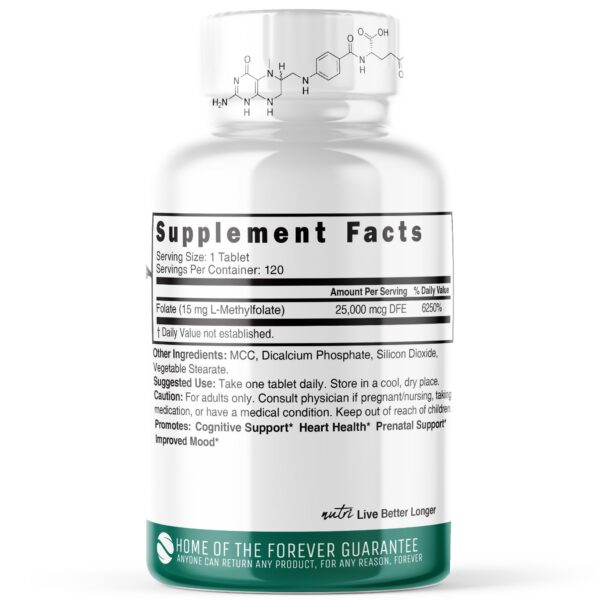 Frasco de Nature's Fusions Nutri 5-MTHF 120 tabletas