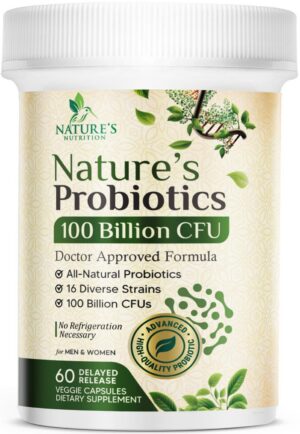 Frasco Nature's Nutrition cápsulas probióticas para mujeres