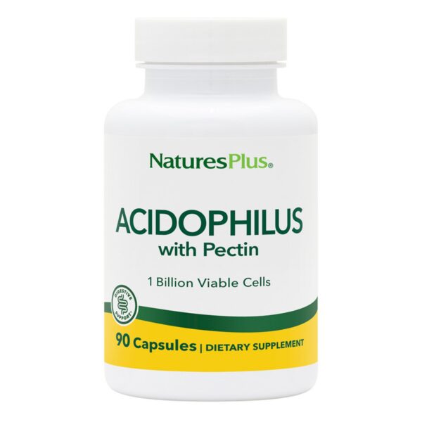 Frasco Natures Plus Acidophilus con Pectina 90 cápsulas