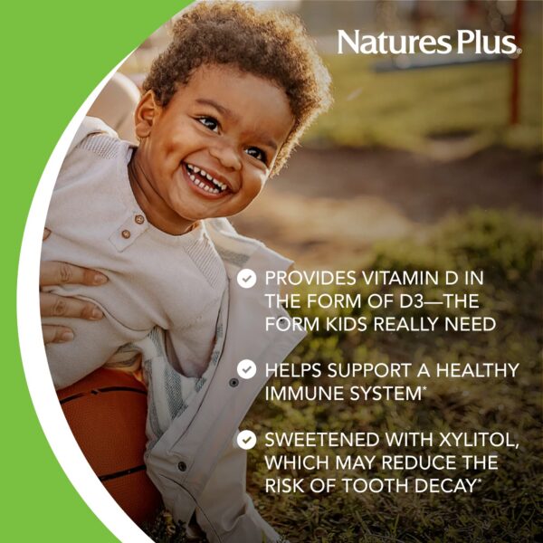 Frasco Natures Plus Vitamina D3 sin azúcar 500 UI para niños