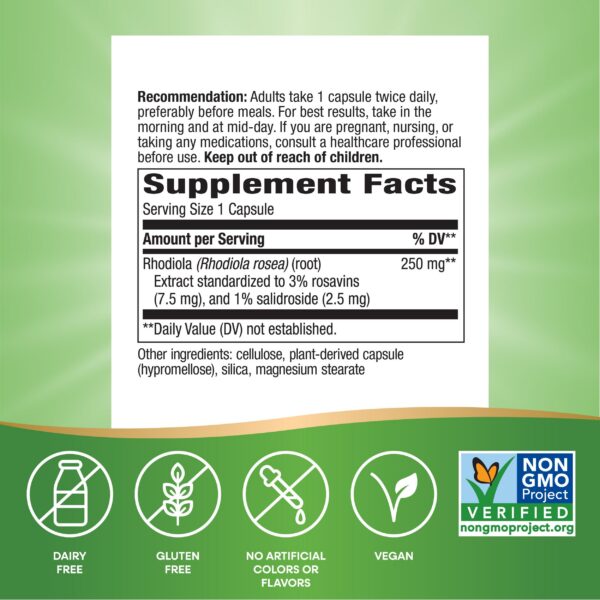 Frasco Nature's Way Rhodiola extracto premium 250mg