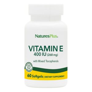 Frasco NaturesPlus vitamina E 400 UI 60 cápsulas blandas
