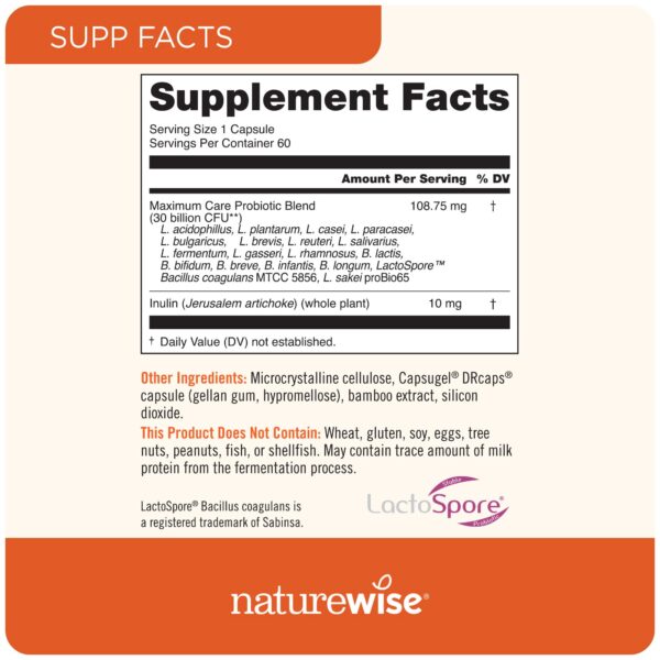 Version 1.0.0 Frasco NatureWise probióticos con liberación retardada para digestión