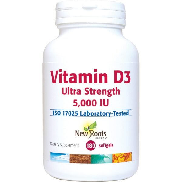 Frasco New Roots Herbal vitamina D3 5000 UI