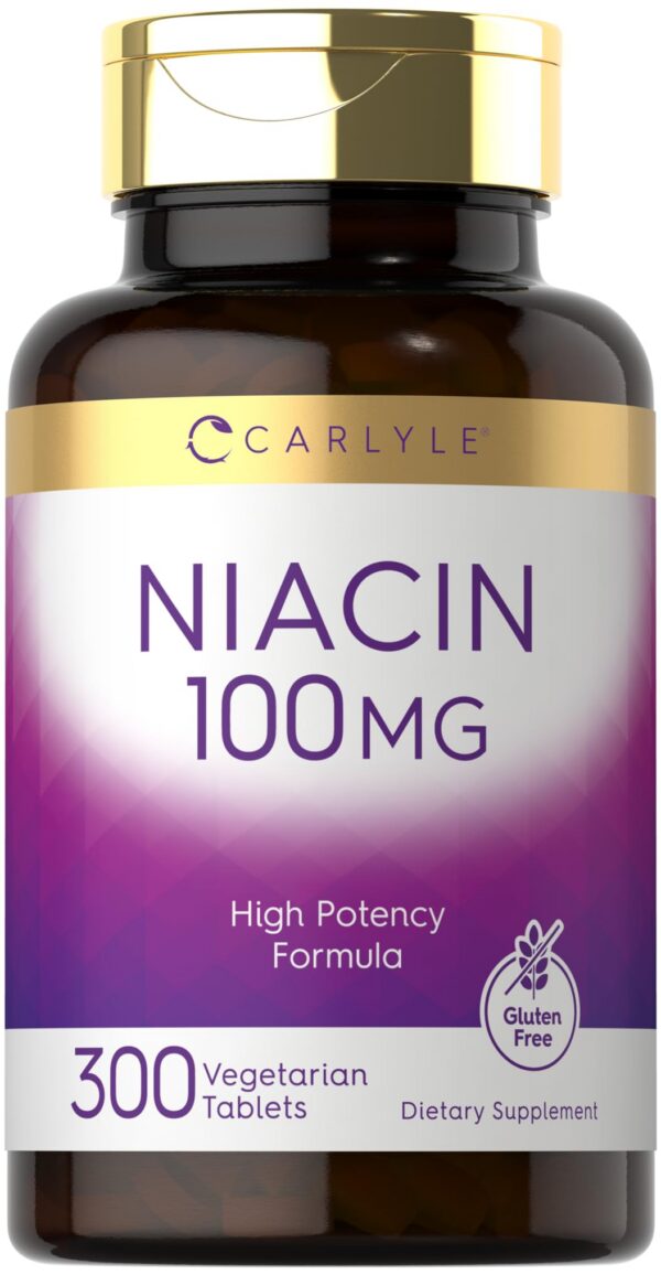 Frasco de niacina 100 mg Carlyle 300 tabletas vegetarianas