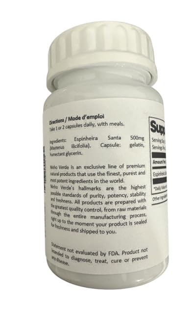 Frasco Ninho Verde Espinheira Santa 60 cápsulas sin sabor
