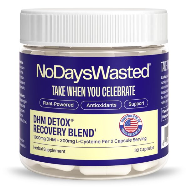 Version 1.0.0 Frasco No Days Wasted DHM Detox 30 cápsulas recuperación