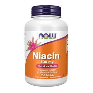 Frasco NOW Foods Niacina vitamina b3 500 mg 250 tabletas