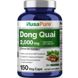 Frasco NusaPure Dong Quai extracto 2000mg 150 cápsulas vegetales