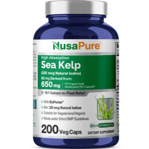 Frasco de NusaPure Sea Kelp 200 capsulas