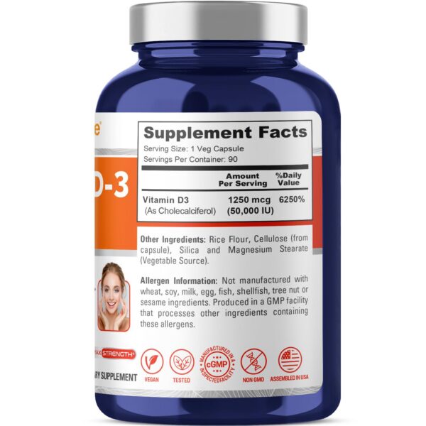 Frasco NusaPure Vitamina D3 alta dosis 90 veg caps