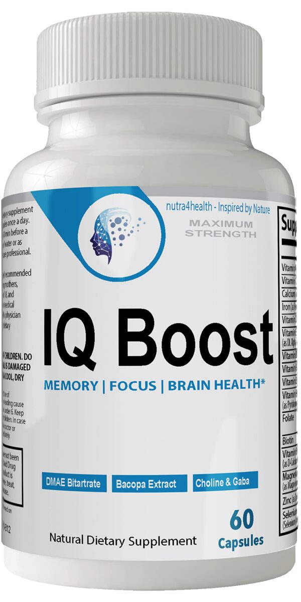 Frasco nutra4health IQ Boost píldoras nootrópicas 60 cápsulas