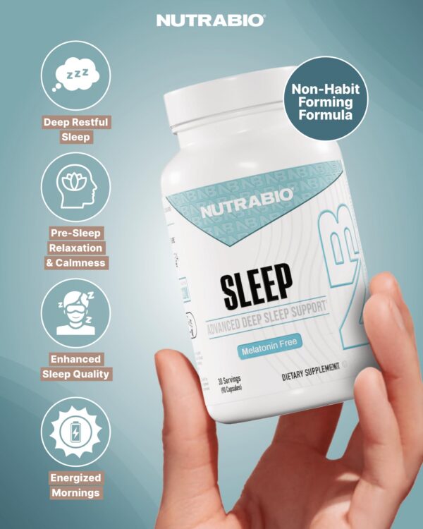 Version 1.0.0 Frasco NutraBio Sleep cápsulas ayuda para dormir sin melatonina
