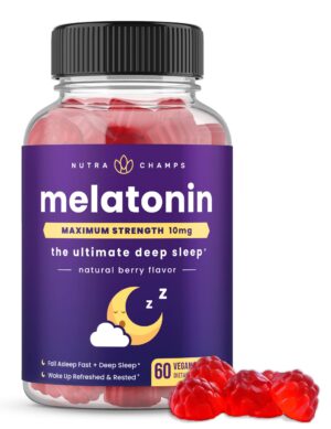 Frasco NutraChamps gomitas melatonina sabor fresa 60 unidades