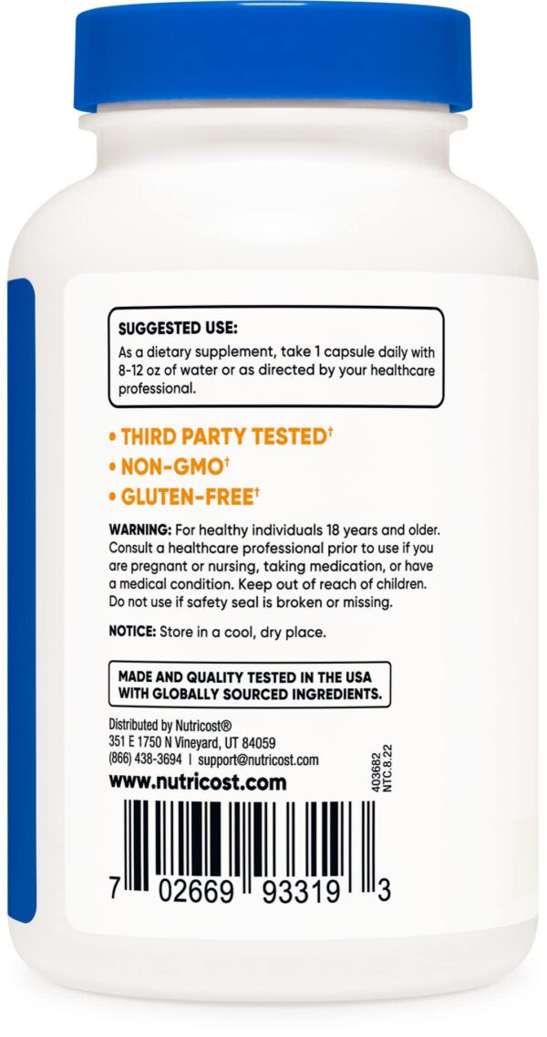 Frasco de Nutricost ácido fólico vitamina b9 1000 mcg