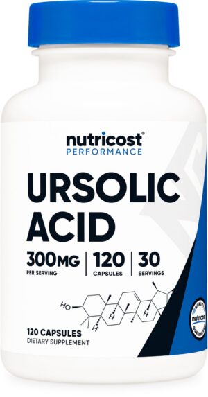 Frasco de Nutricost Ácido Ursólico 300mg 120 cápsulas