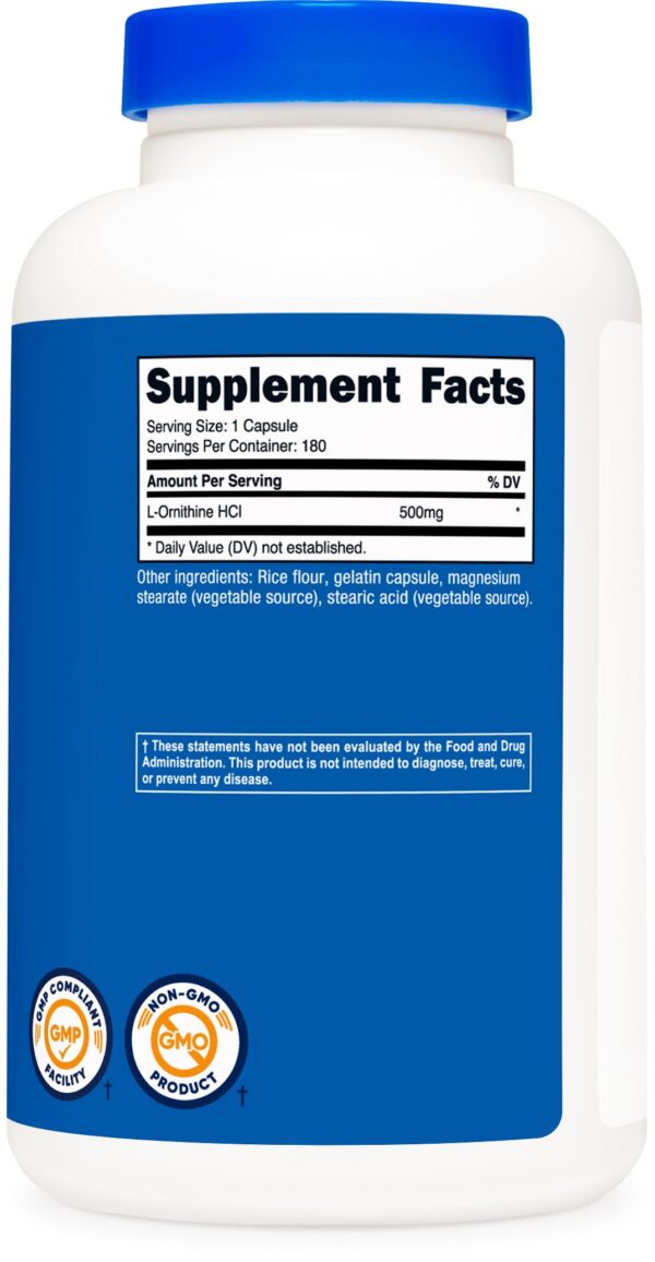 Frasco de Nutricost L-ornitina 500 mg cápsulas