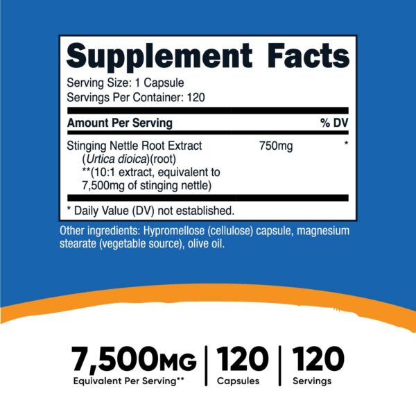 Frasco Nutricost ortiga raíz extracto vegetariano