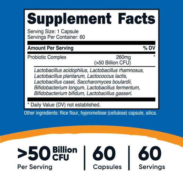 Version 1.0.0 Frasco Nutricost probiótico 50 billones CFU