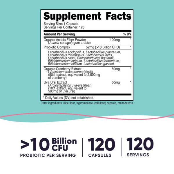 Frasco de Nutricost probiótico para mujeres con ingredientes naturales